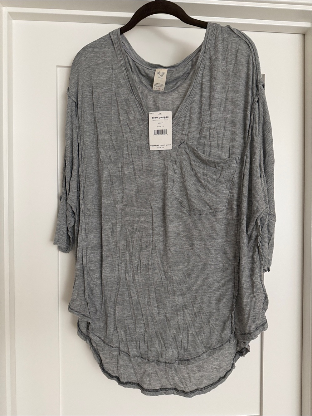 Free People We the Free Grey Scoop Neck Pocket Tunic
